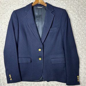 Navy Blazer Gold Buttons Classic Style Business Casual Jacket‎ Size Small